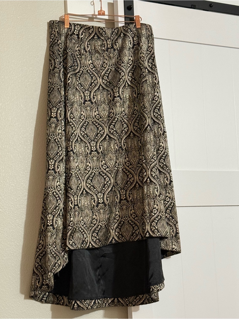 Lela Rose for Lane Bryant Black and Gold Brocade High-Low Skirt